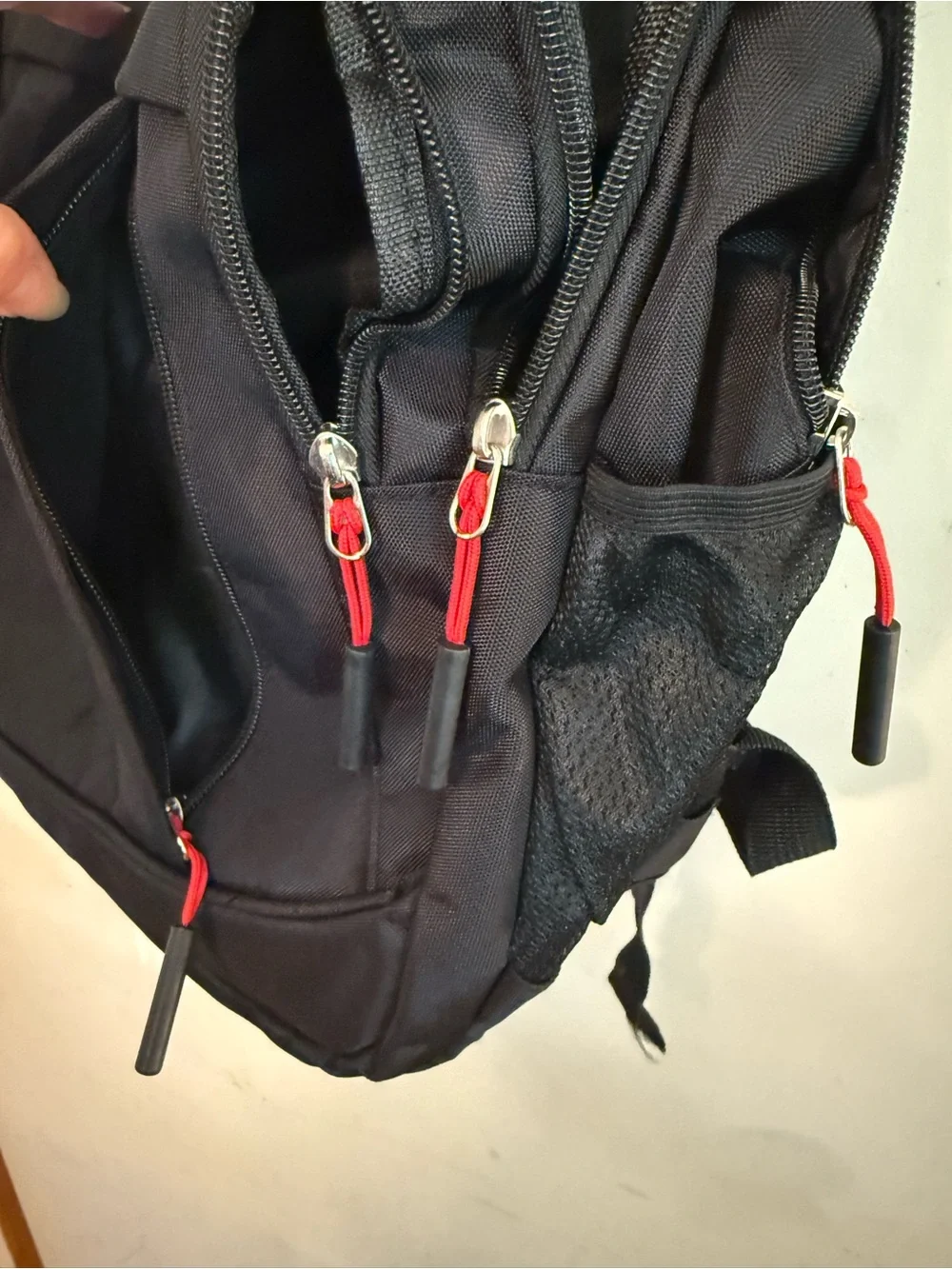 Black Men's Backpack with Red Accents